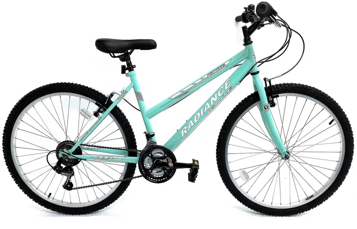 IGNITE Ladies Radiance Mint 15" Frame MTB - 18-Speed Shimano, Alloy V-Brakes, Steel Frame