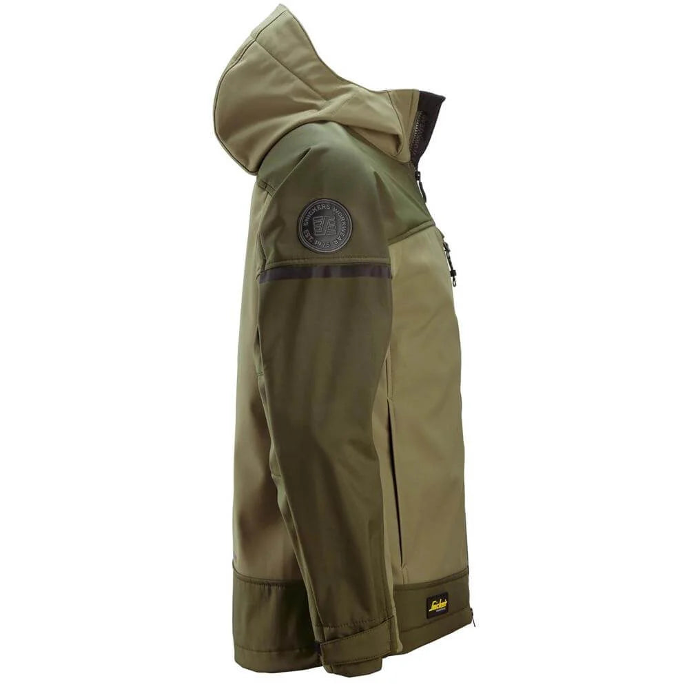Snickers 1226 AllroundWork Hooded Softshell Stretch Jacket Khaki Green
