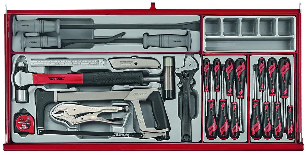 Teng Tools 38" Roller Cabinet TT Tool Kit 205 Pieces Red