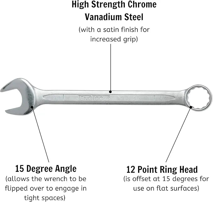 Teng Tools 600538 38 mm Combination Spanner - CrV Satin Finish