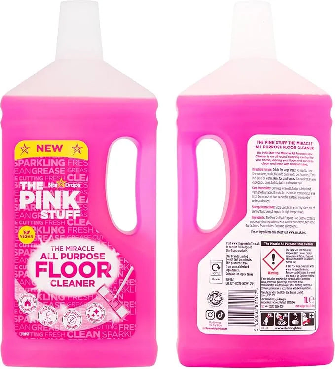 The Pink Stuff Miracle All Purpose Floor Cleaner - 1 Litre, Tough on Stains, Gentle on Floors