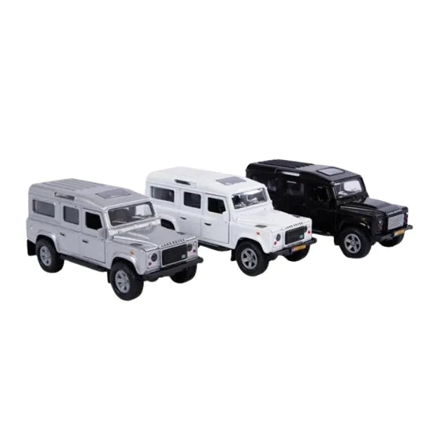 Kids Globe Pull‑Back Land Rover Defender Light & Sound - Die‑Cast 4×4 with Opening Doors & Suspension (13 cm)