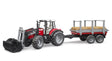 Bruder Massey Ferguson 7840 + Frontloader and timber trailer