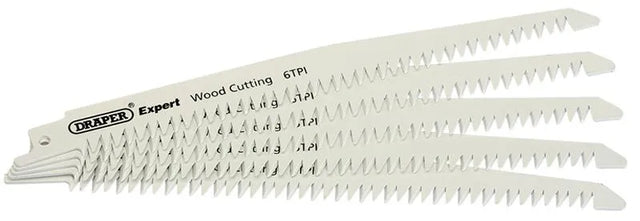 Expert 150mm 6tpi Bi-Metal Reciprocating Saw Blades for Wood Cutting - Pack of 5 Blades