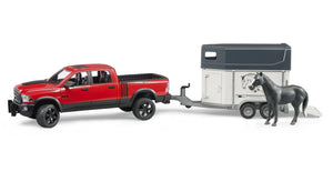Bruder RAM 2500 Power Wagon with horse trailer and horse