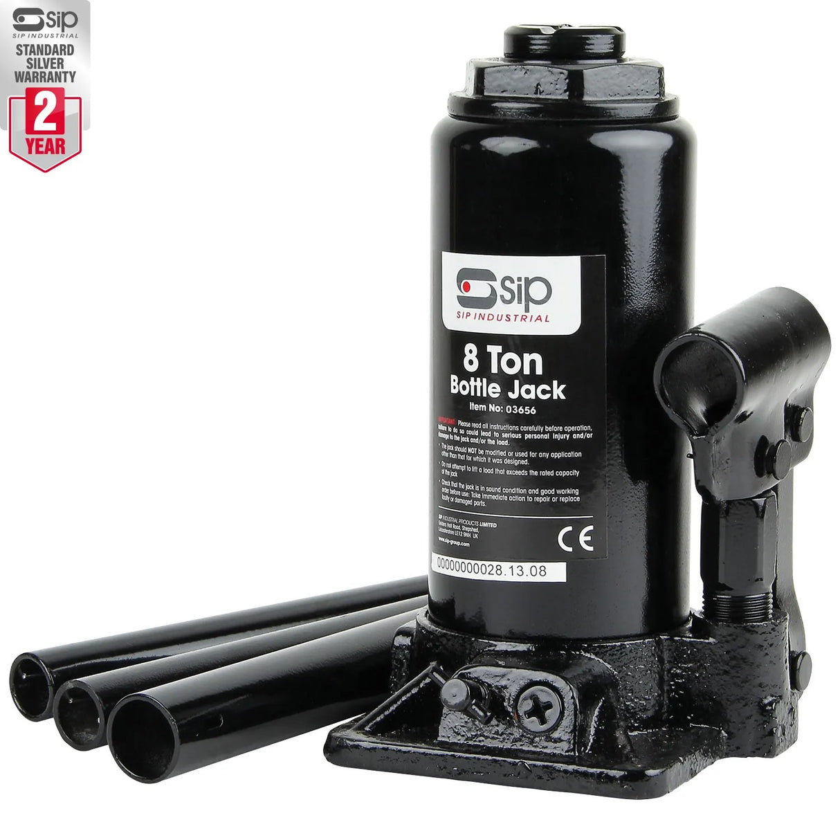 SIP 8 TON Bottle Jack 03656 - Heavy-Duty, Adjustable Lifting, Overload Protection