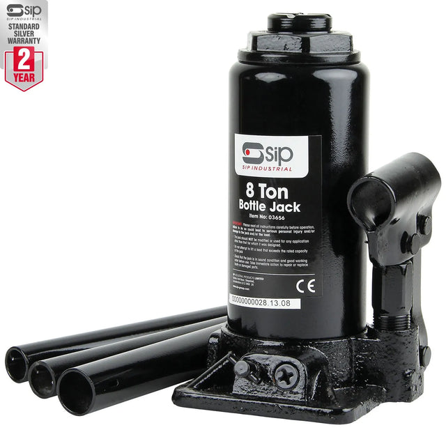 SIP 8 TON Bottle Jack 03656 - Heavy-Duty, Adjustable Lifting, Overload Protection