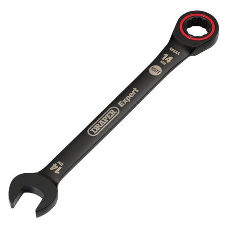 Draper Expert Hi-Torq Metric Ratchet Combination Spanner, 14mm, Black