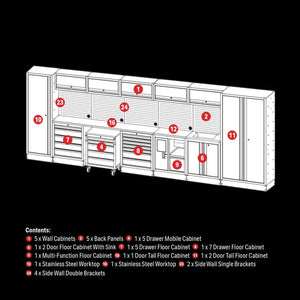 BUNKER Modular Storage Combo with Sink and Stainless Steel Worktop (25 Piece)