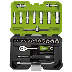 Draper Expert Metric Socket Set, 1/4" Sq. Dr., Green (25 Piece) 04463