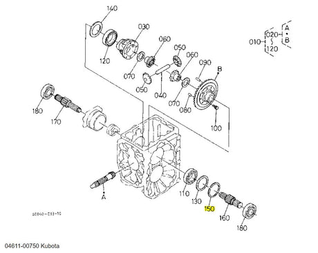 04611-00750 Kubota CIR-CLIP, Internal - OEM Replacement for Differentials, Bevel Gears & More