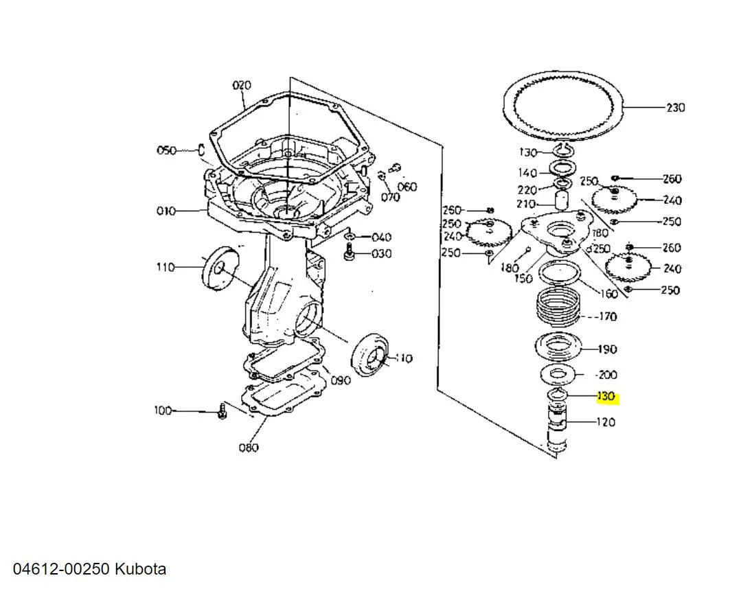 04612-00250 Kubota CIR-CLIP, External - OEM Part for Shafts, Differentials, and PTO Systems
