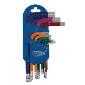 Draper Expert Metric Short Arm Ball End Hex Key Set Colour Coded (9 Piece)