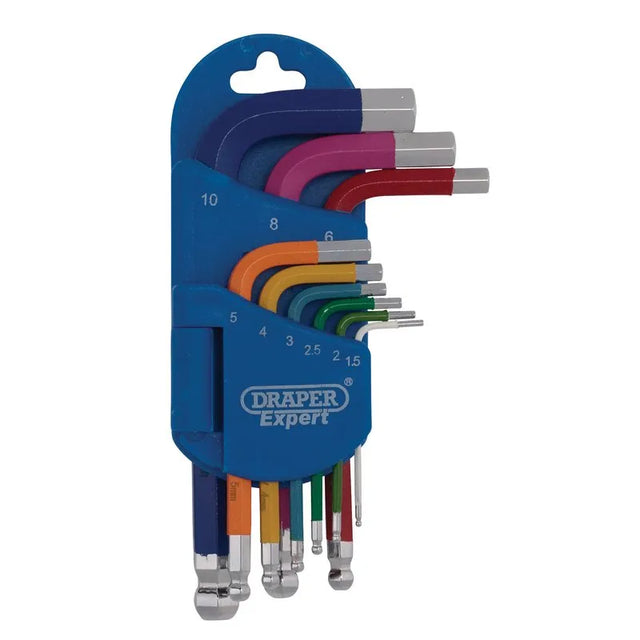 Draper Expert Metric Short Arm Ball End Hex Key Set Colour Coded (9 Piece)