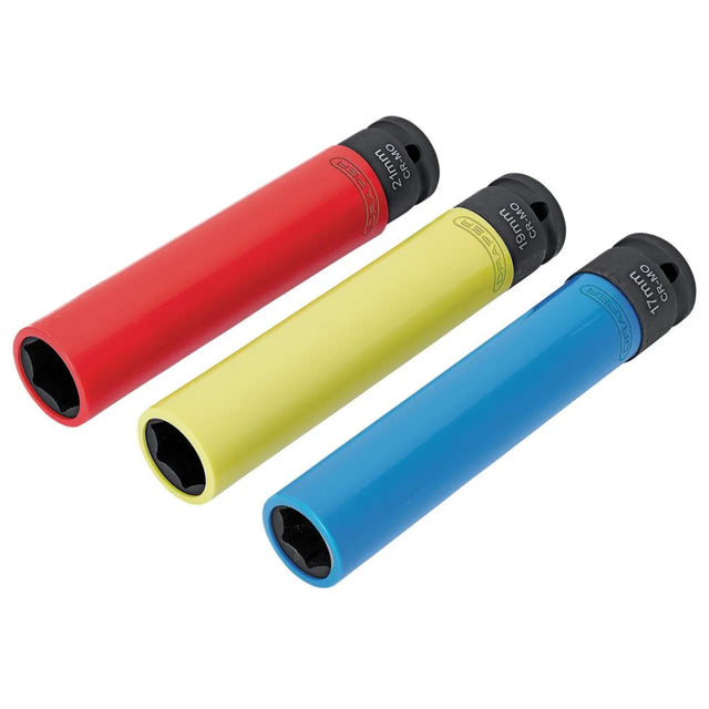 Draper Extra Long Alloy Wheel Nut Socket Set, 1/2" Sq. Dr. 150mm (3 Piece)