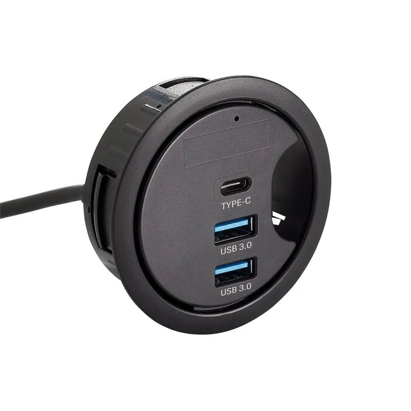 Draper 3-Port In-Desk USB 3.0 Hub with 2 X USB A & 1 X USB C