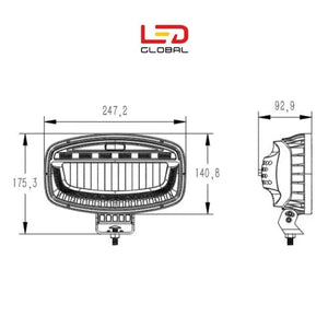 LED Global 10 Inch LED Driving Light with Dual Colour Position & Amber Strobe - LG934