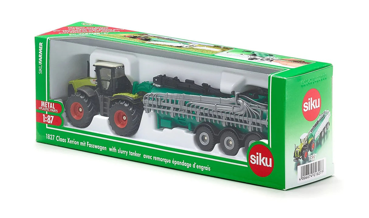 SIKU Claas Xerion Tractor with Samson Vacuum Tanker Toy - 1:87 Scale | SIKUFARMER Series