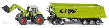 SIKU Claas Axion 850 Tractor with Front Loader, Dolly, and Tipping Trailer Toy - 1:50 Scale | SIKUFARMER Series