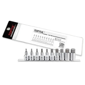 Toptul 10 pc 1/2" Dr. Hex Bit Socket Rail Set GAAG1005