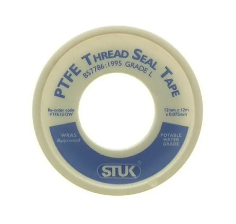 12mm x 12m PTFE Tape - Thread Seal Tape for Plumbing & Fittings