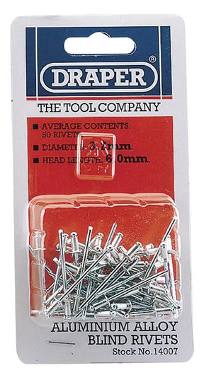 Draper 50 x 3.2mm x 5.2mm Blind Rivets