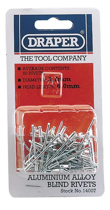 Draper 50 x 3.2mm x 5.2mm Blind Rivets