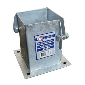 150mm Galvanised Bolt Down - Heavy-Duty Post Support for Decking & Pergolas