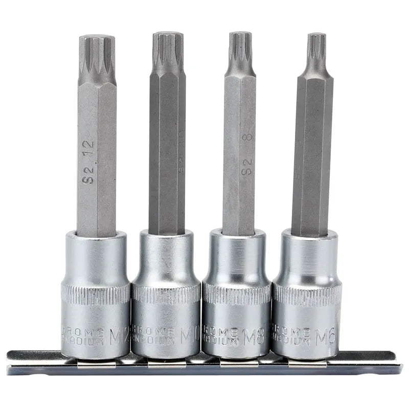 Draper Spline Socket Bit Set 1/2" Sq. Dr. (4 Piece)