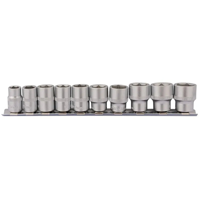 Draper Socket Set on Metal Rail 3/8" Sq. Dr. (10 Piece)