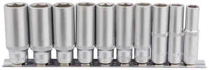 Draper 3/8" Sq. Deep Socket Set on Metal Rail (10 Piece)
