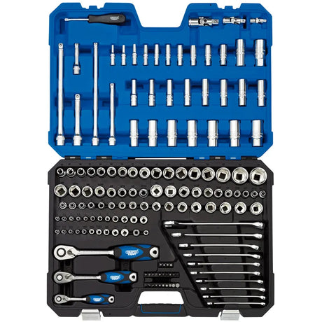 Draper MM/AF Combined Socket Set, 1/2", 1/4" and 3/8 Sq, Dr (150 Piece)