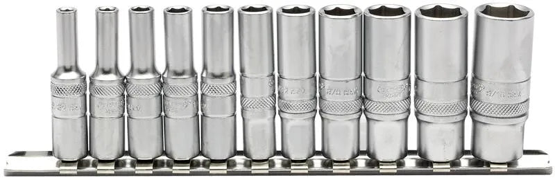Draper 1/4" Sq. Imperial Deep socket on Metal Rail (11 Piece)
