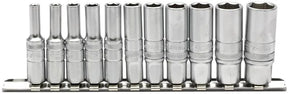 Draper 1/4" Sq. Imperial Deep socket on Metal Rail (11 Piece)
