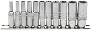 Draper 1/4" Sq. Imperial Deep socket on Metal Rail (11 Piece)