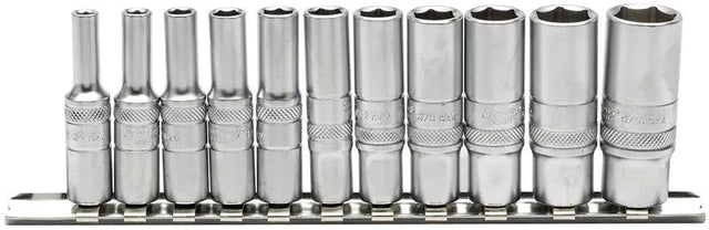 Draper 1/4" Sq. Imperial Deep socket on Metal Rail (11 Piece)