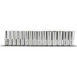 Draper  1/2" Sq. Dr. Metric Deep socket on a Socket Rail (15 Piece)