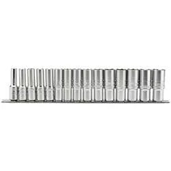 Draper  1/2" Sq. Dr. Metric Deep socket on a Socket Rail (15 Piece)