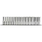 Draper  1/2" Sq. Dr. Metric Deep socket on a Socket Rail (15 Piece)