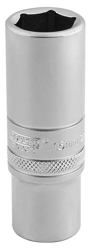 Draper 3/8" Sq. 6 Point Metric Deep Socket (15mm)