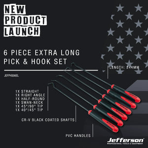 Jefferson 6 Piece Extra Long Pick & Hook Set