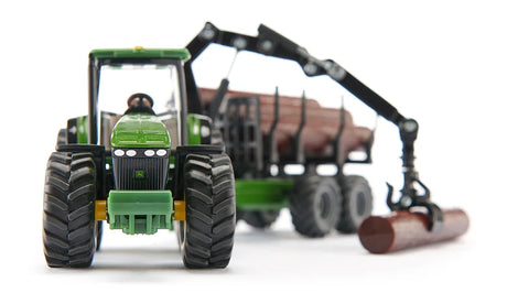 SIKU John Deere 8430 Tractor with Forestry Trailer Toy - 1:50 Scale | SIKUFARMER Series