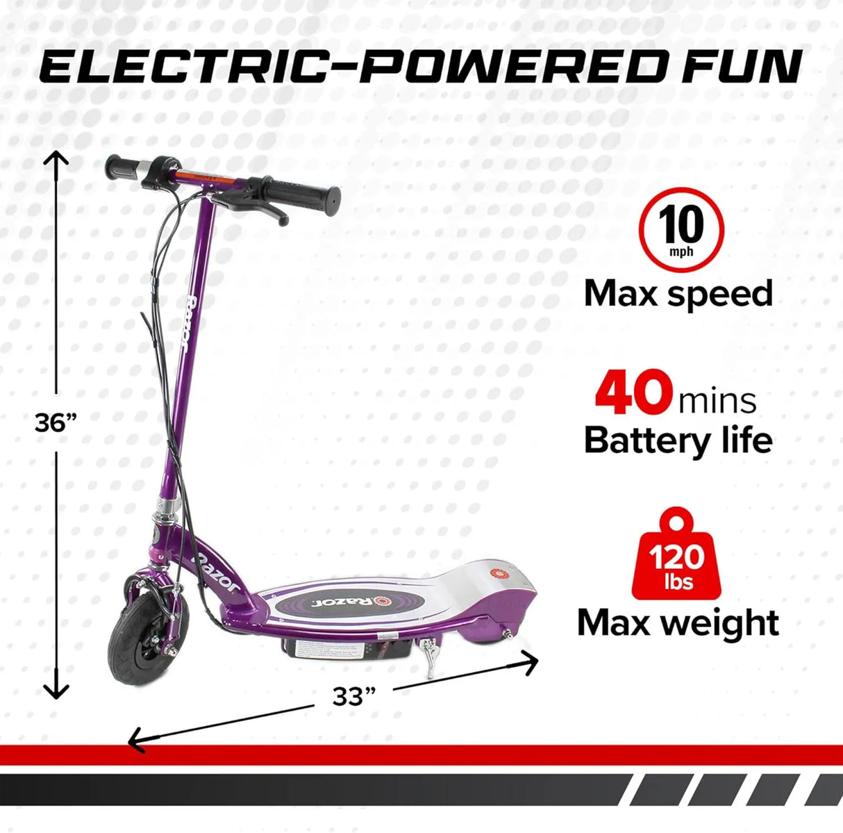 Razor E100 Electric Scooter - Purple