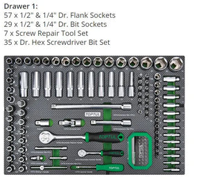 Toptul 213Pc 7-Drawer Mechanics Tool Trolley - QGE21322 | Heavy Duty Tool Storage