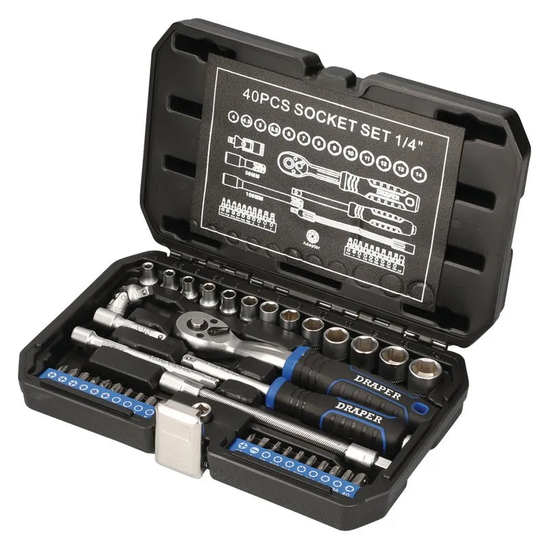 Draper Hi-Torq Metric Socket Set 1/4" Sq. Dr. (40 Piece)