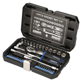 Draper Hi-Torq Metric Socket Set 1/4" Sq. Dr. (40 Piece)