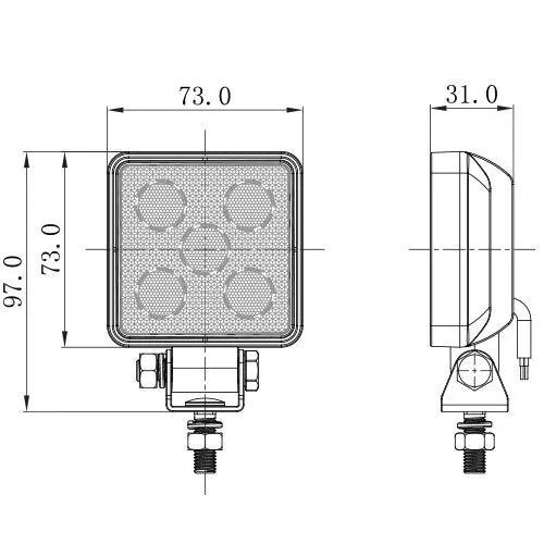 247 2.8" LED Mini Square Work Lamp | 950 Lumens, IP69K Rated Flood Beam - CA 5733