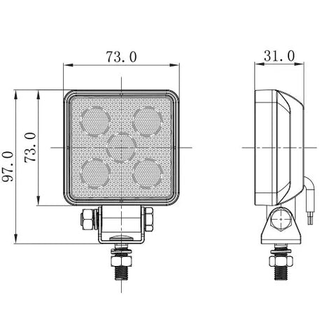 247 2.8" LED Mini Square Work Lamp | 950 Lumens, IP69K Rated Flood Beam - CA 5733