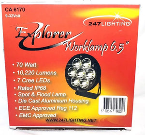 247 6″ Explorer Work Lamp | 11000 Lumens, 70W, IP68 Rated Spot & Flood Lamp - CA 6170