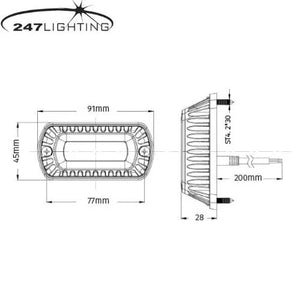 247 LED Directional Warning Light Red - 9W, 6 Flash Patterns, IP67 Rated - CA 6082R